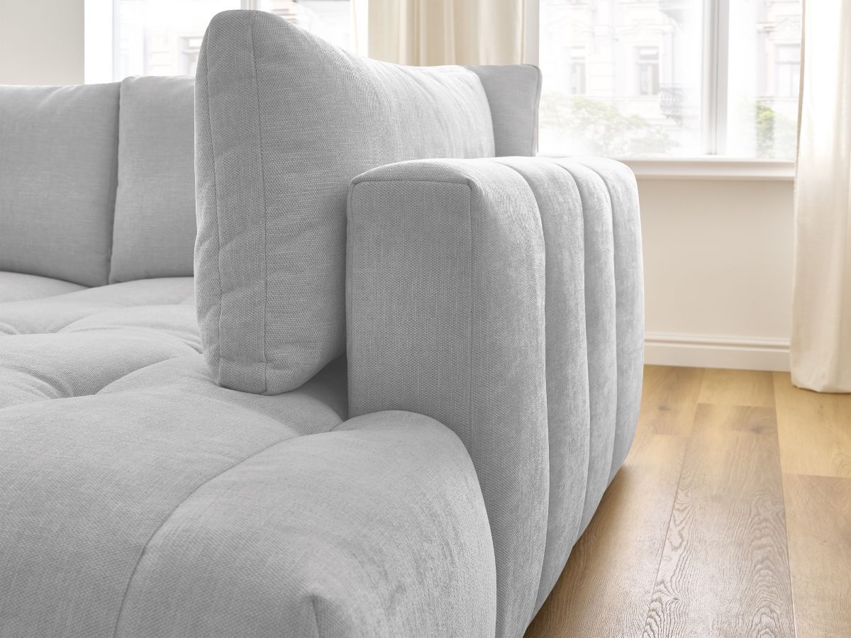 Canapé d'angle L convertible FUJI tissu lisse