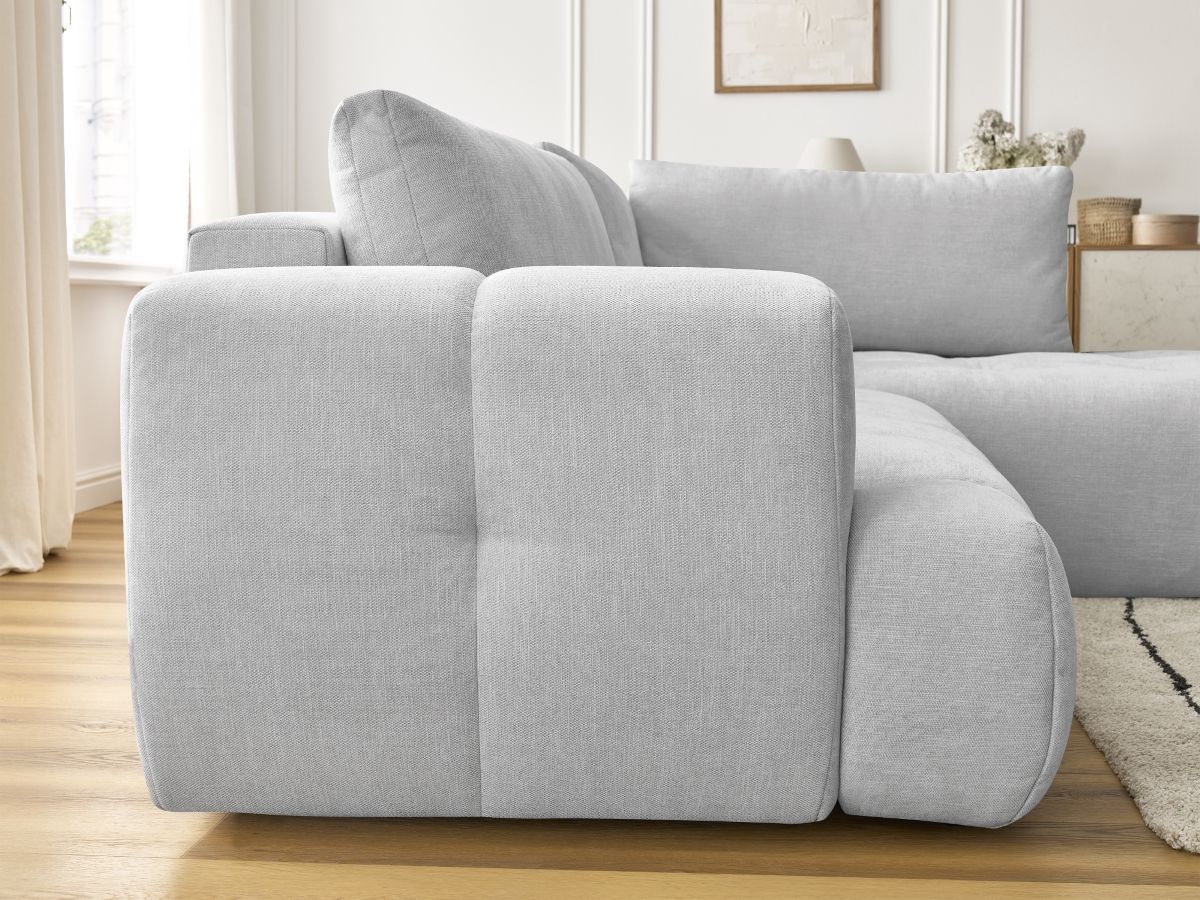 Canapé d'angle L convertible FUJI tissu lisse