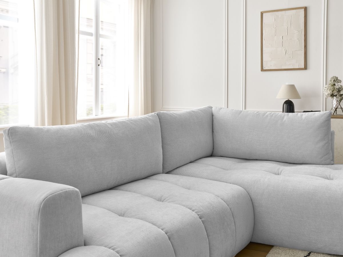 Canapé d'angle L convertible FUJI tissu lisse
