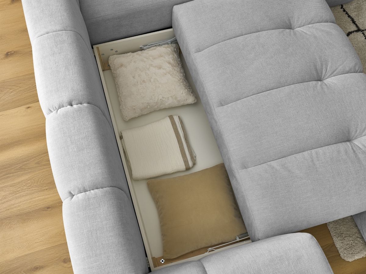 Canapé d'angle L convertible FUJI tissu lisse