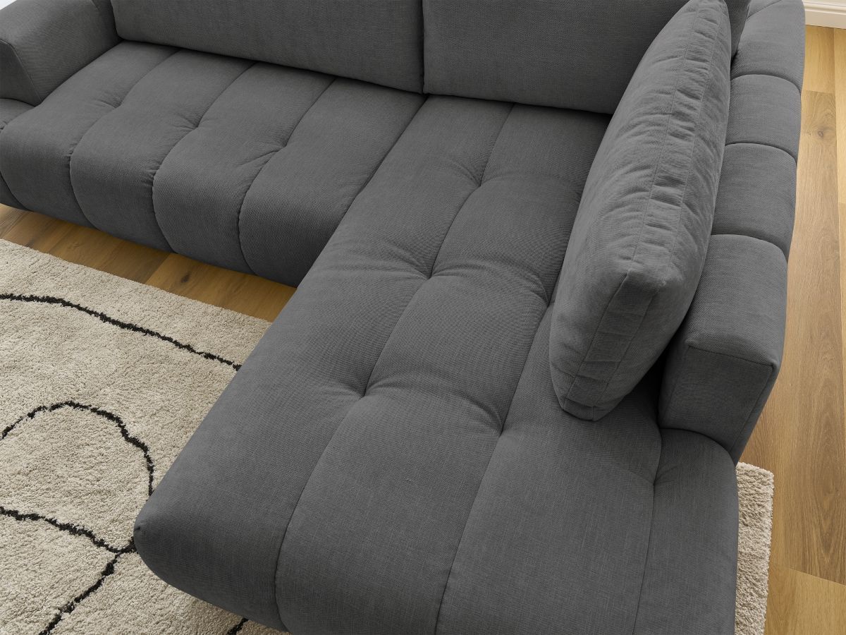 Canapé d'angle L convertible FUJI tissu lisse