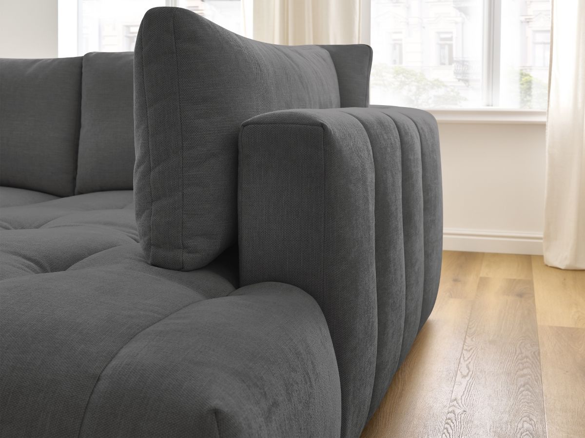 Canapé d'angle L convertible FUJI tissu lisse