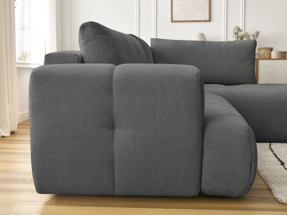 Canapé d'angle L convertible FUJI tissu lisse