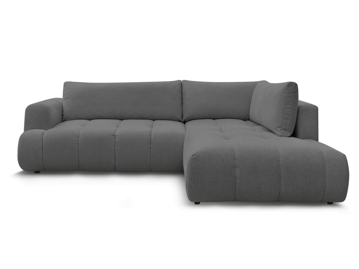 fuji converteerbare l-vormige hoekbank in gladde stof gekleurd donkergrijs