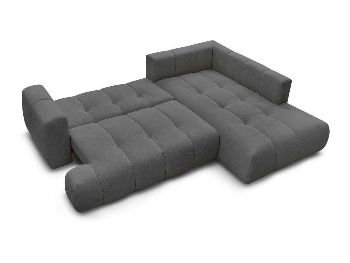 Canapé d'angle L convertible FUJI tissu lisse