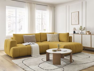 Canapé d'angle L convertible FUJI tissu lisse