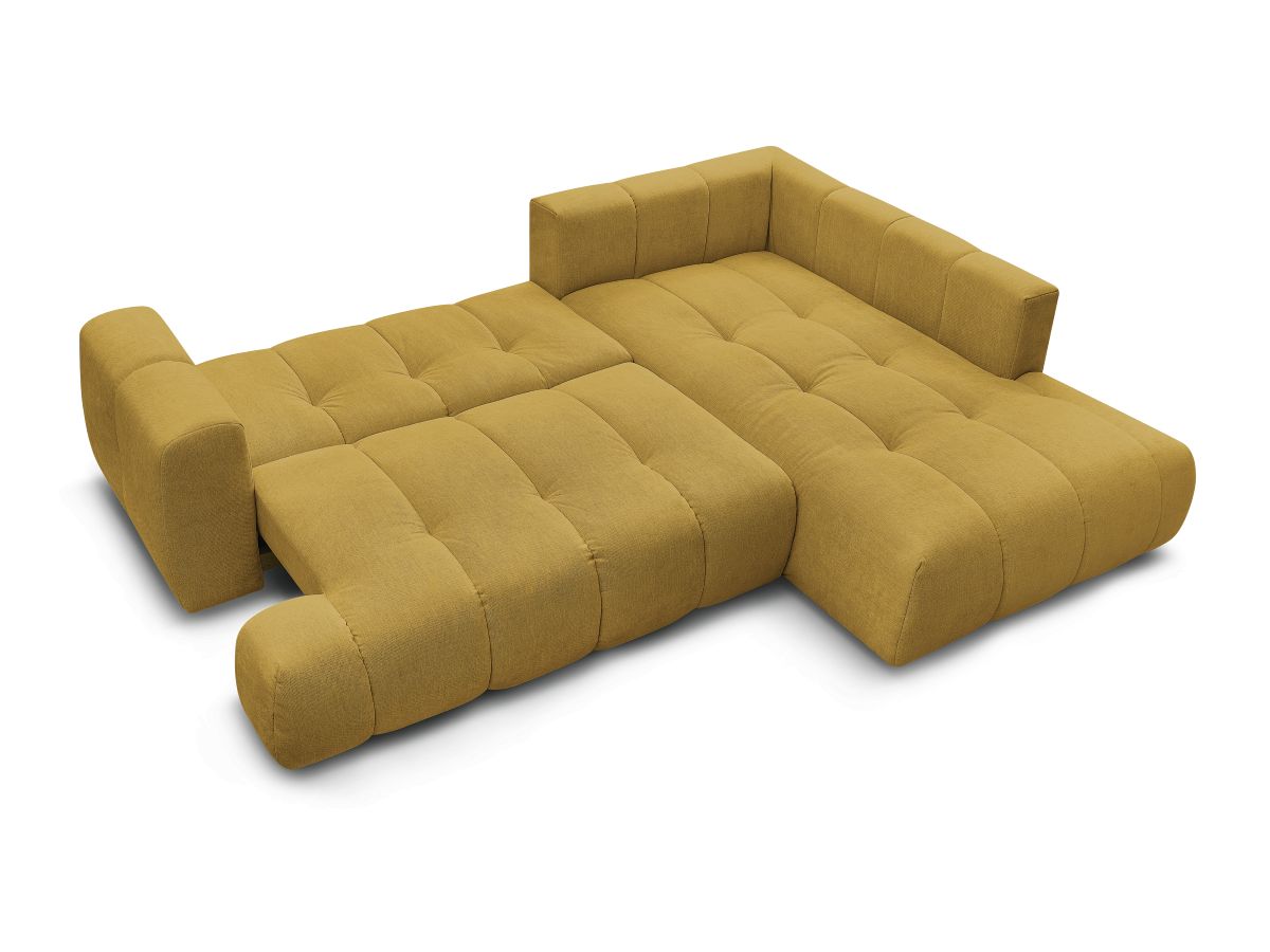 Canapé d'angle fixe EVEREST tissu chiné - Orange - Angle droit - 10 coussins
