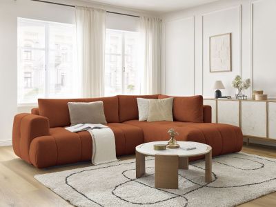 Canap&eacute; d'angle L convertible FUJII tissu lisse