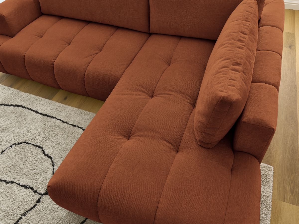 Canapé d'angle L convertible FUJI tissu lisse