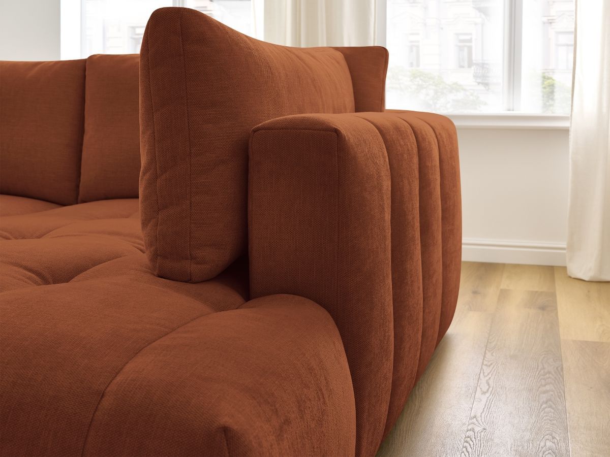 Canapé d'angle L convertible FUJI tissu lisse