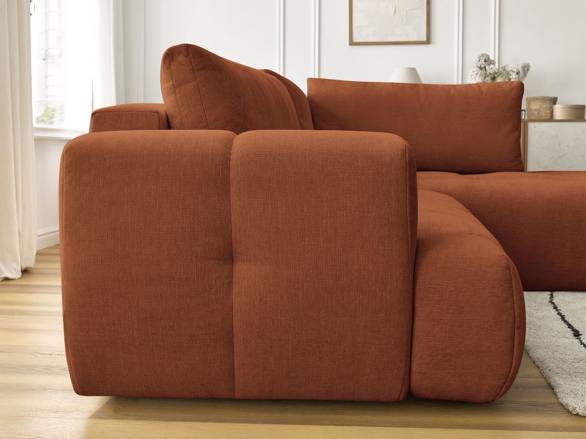 Canapé d'angle L convertible FUJI tissu lisse