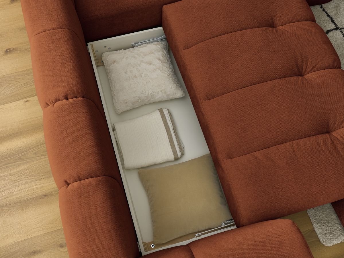Canapé d'angle L convertible FUJI tissu lisse