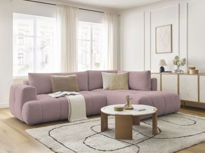 Canapé d'angle L convertible FUJI tissu lisse