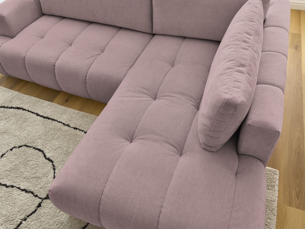 Canapé d'angle L convertible FUJI tissu lisse