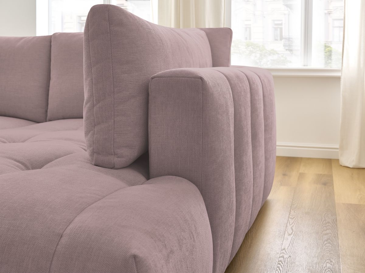 Canapé d'angle L convertible FUJI tissu lisse