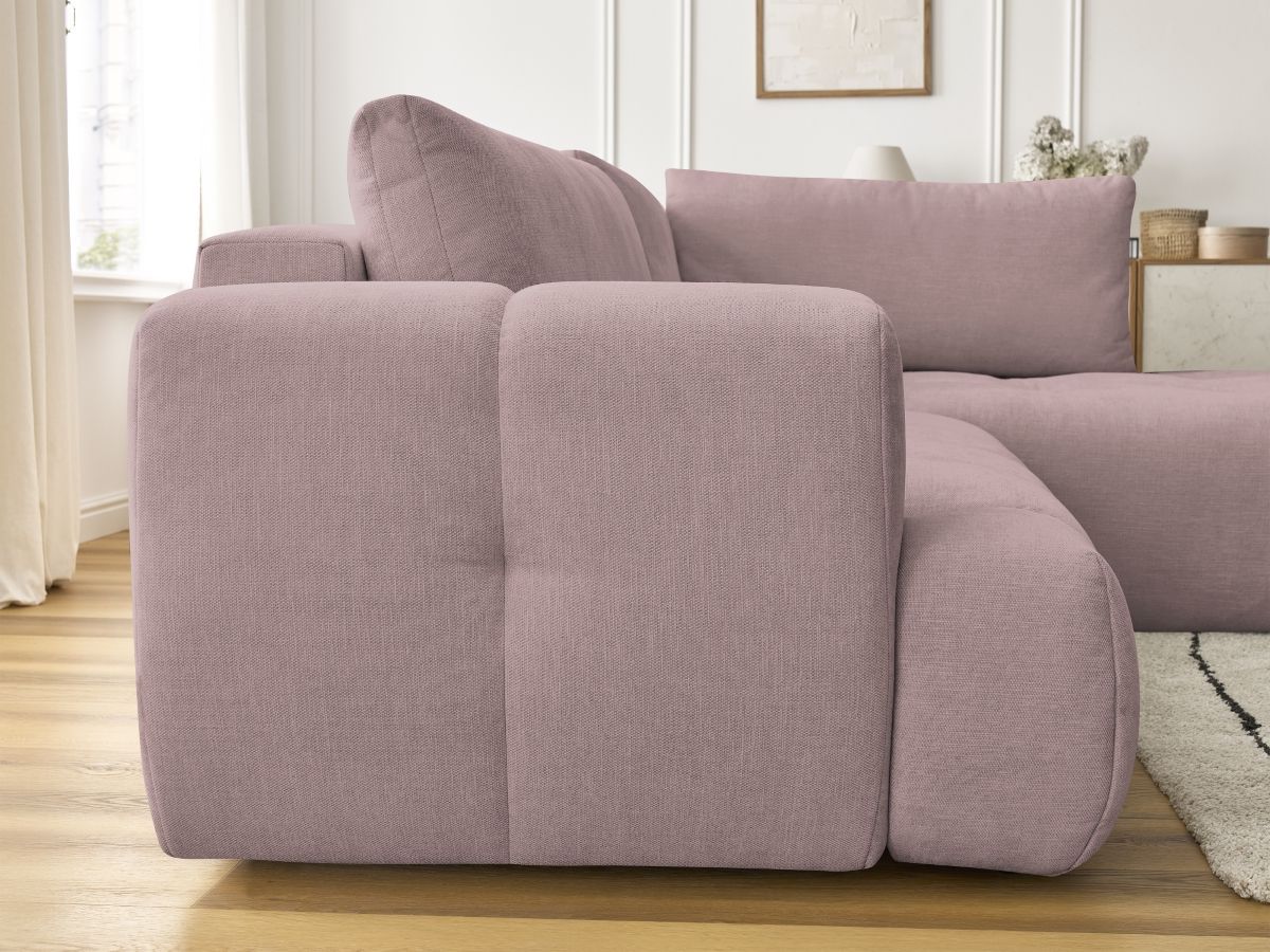 Canapé d'angle L convertible FUJI tissu lisse