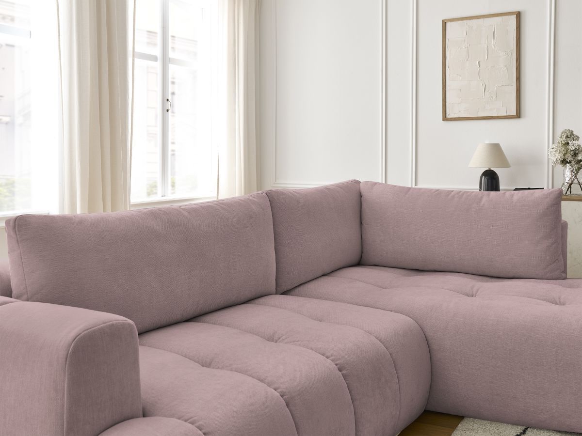 Canapé d'angle L convertible FUJI tissu lisse