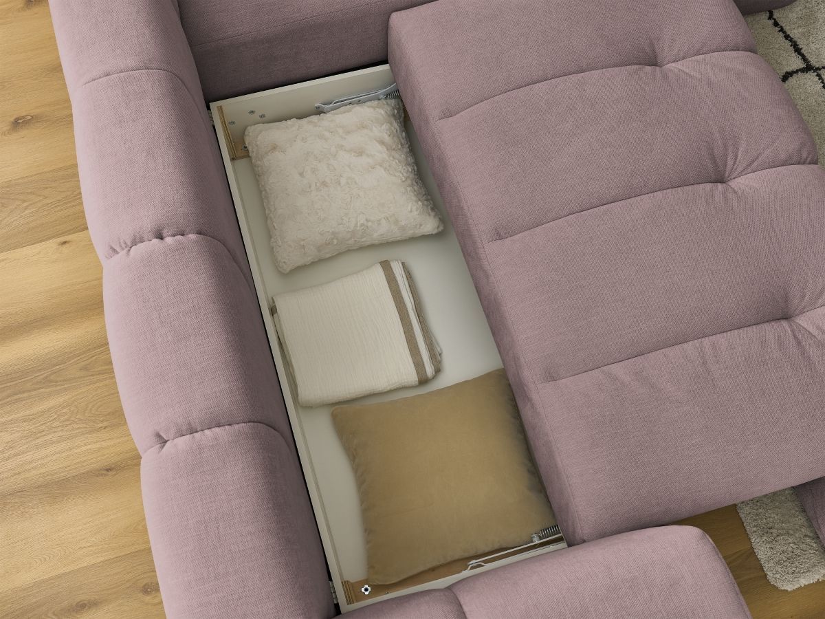 Canapé d'angle L convertible FUJI tissu lisse