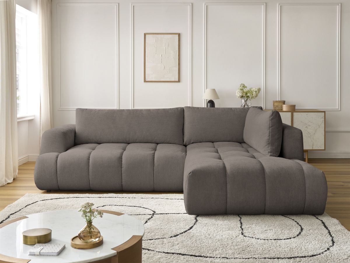 Canapé d'angle L convertible FUJI lisse taupe — vue 5