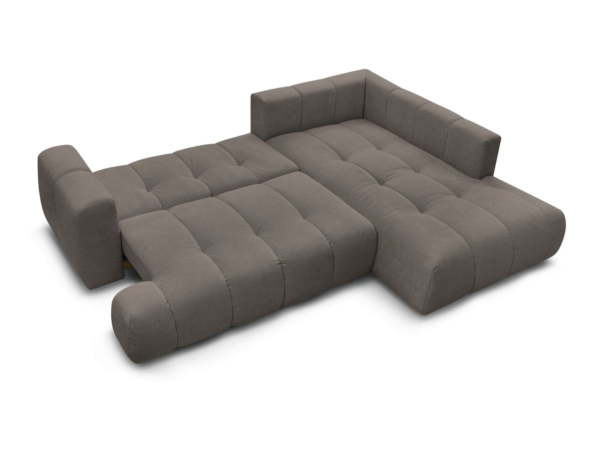 Canapé d'angle fixe EVEREST tissu chiné - Orange - Angle droit - 10 coussins