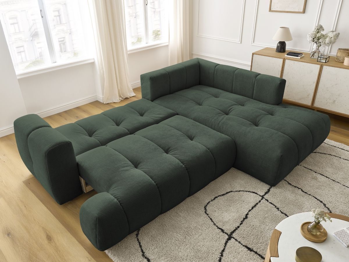 Canapé d'angle L convertible FUJI tissu lisse