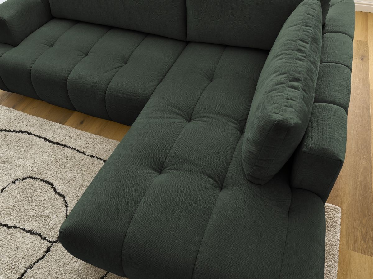 Canapé d'angle L convertible FUJI tissu lisse