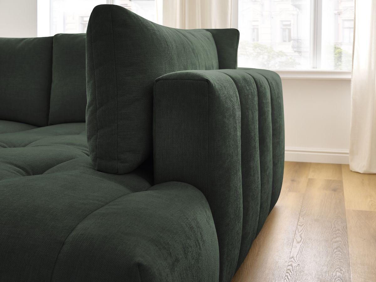 Canapé d'angle L convertible FUJI tissu lisse