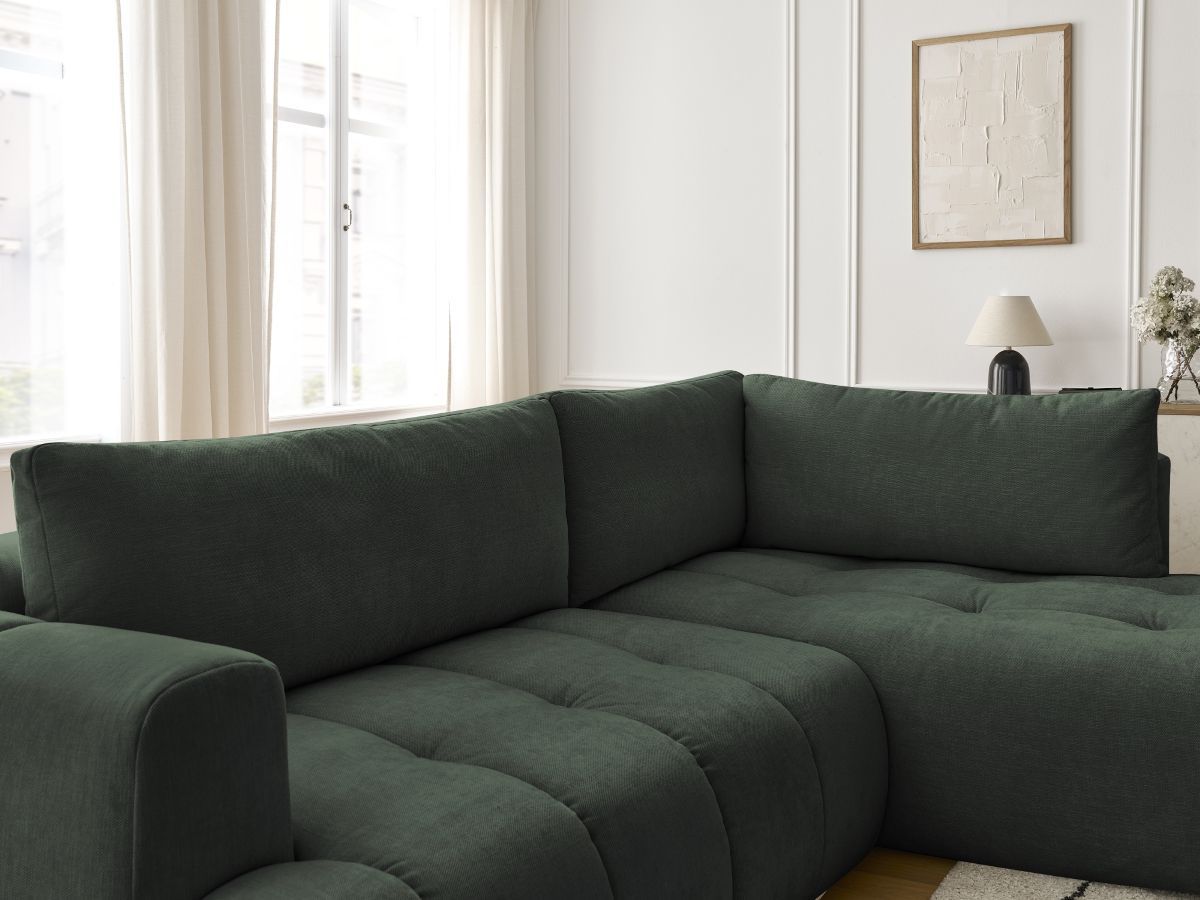 Canapé d'angle L convertible FUJI tissu lisse