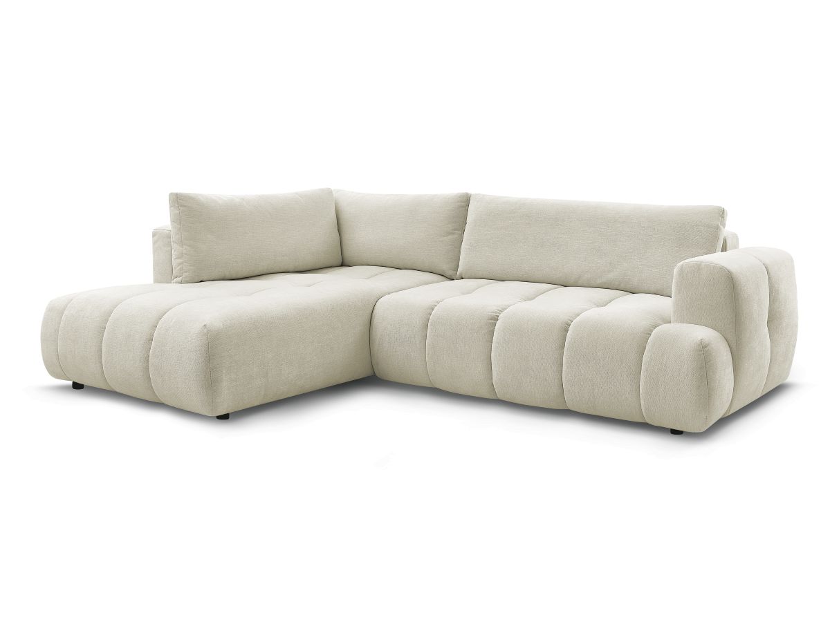 Canapé d'angle L convertible FUJI tissu lisse