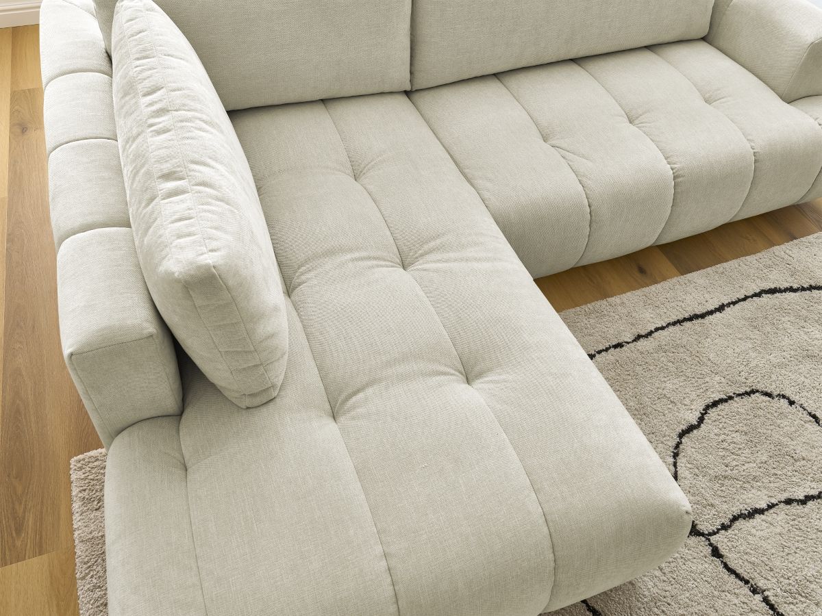 Canapé d'angle L convertible FUJI tissu lisse