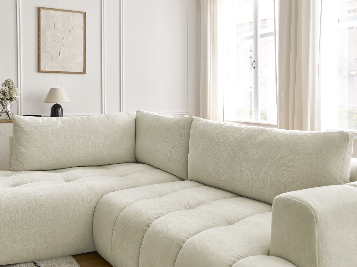Canapé d'angle L convertible FUJI tissu lisse