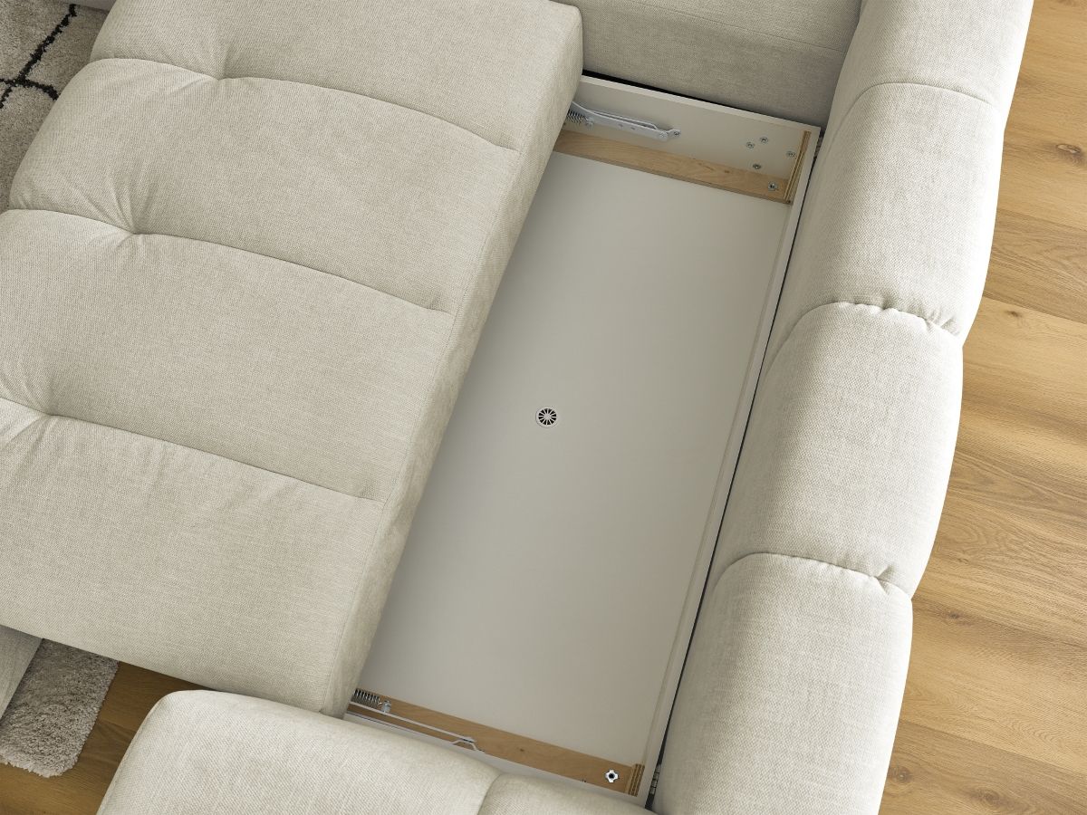 Canapé d'angle L convertible FUJI tissu lisse