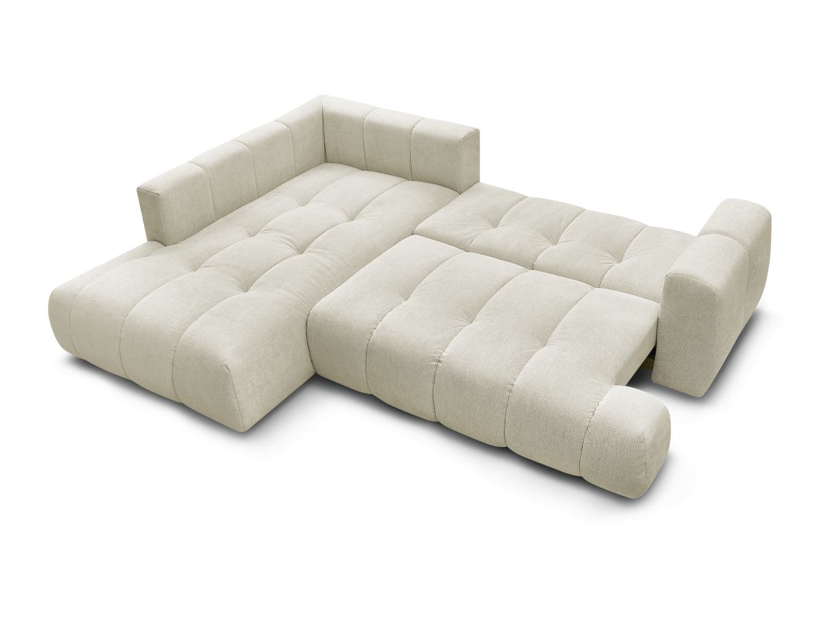 Canapé d'angle L convertible FUJI tissu lisse