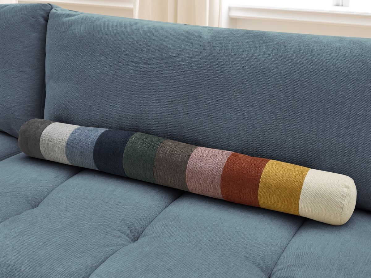 Canapé d'angle L convertible FUJI tissu lisse bleu clair angle gauche BOBOCHIC 4 places - Vue supplémentaire 2