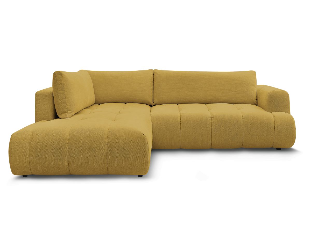canapé d'angle l convertible fuji tissu lisse de couleur jaune