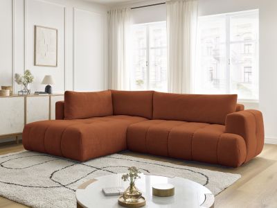 Canapé d'angle L convertible FUJI tissu lisse
