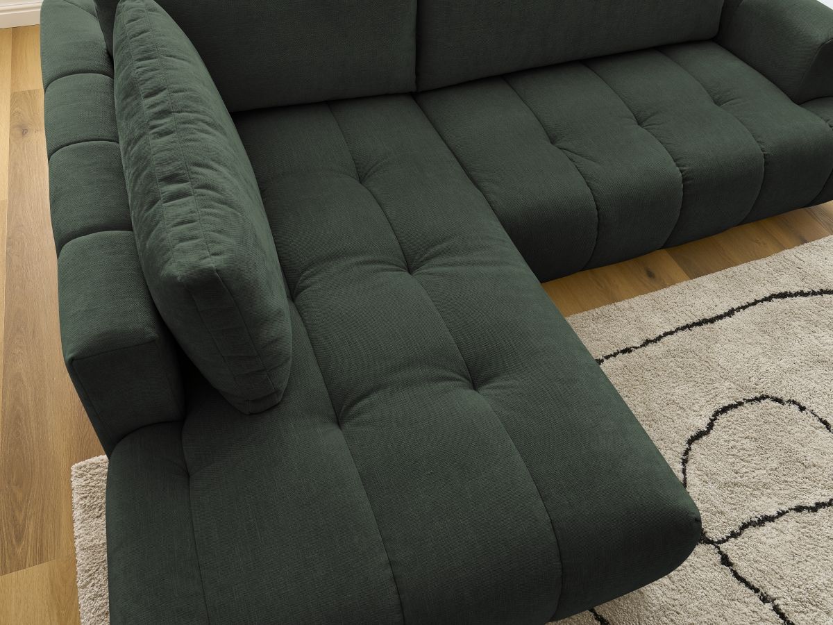 Canapé d'angle L convertible FUJI tissu lisse