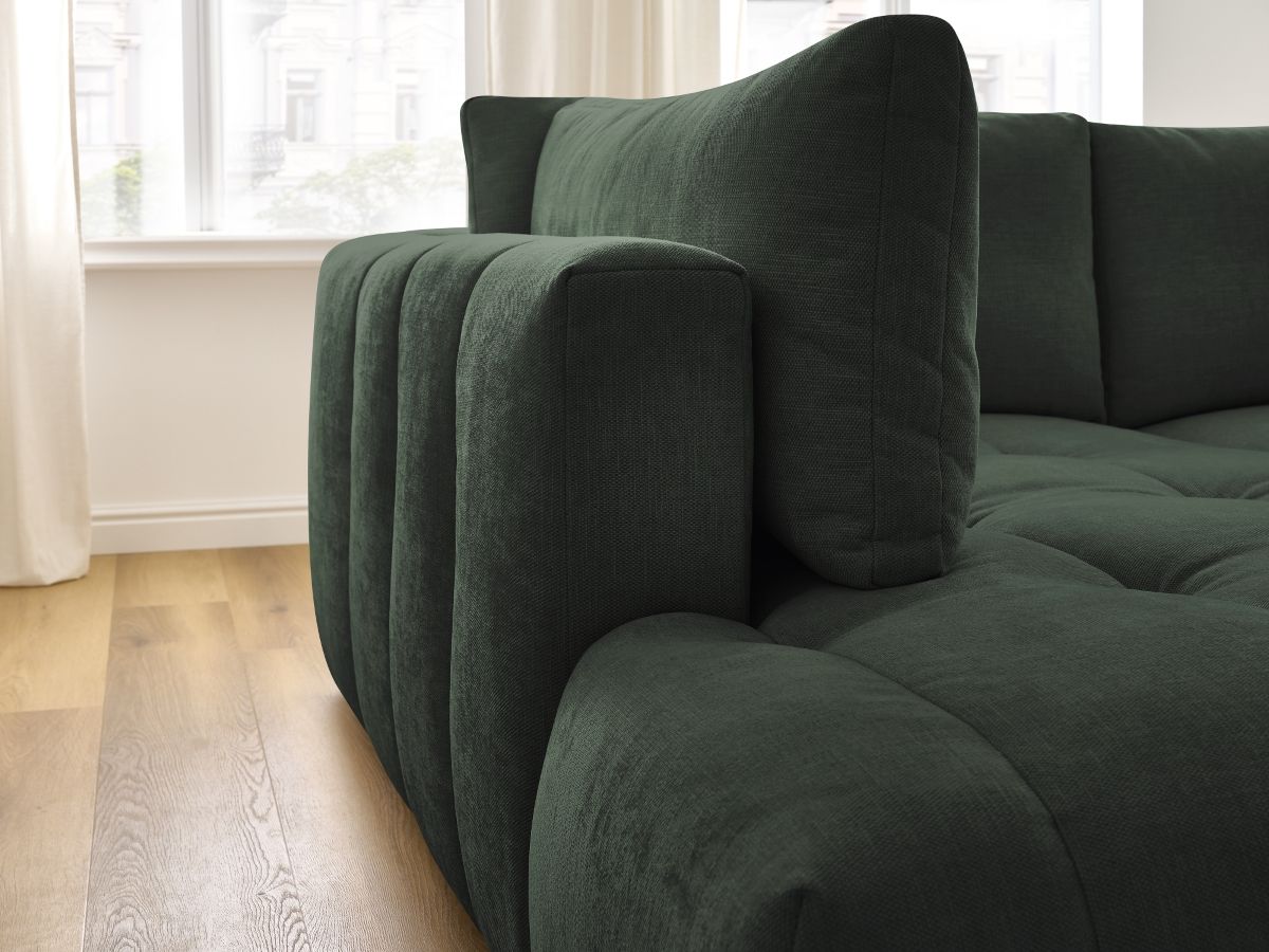 Canapé d'angle L convertible FUJI tissu lisse
