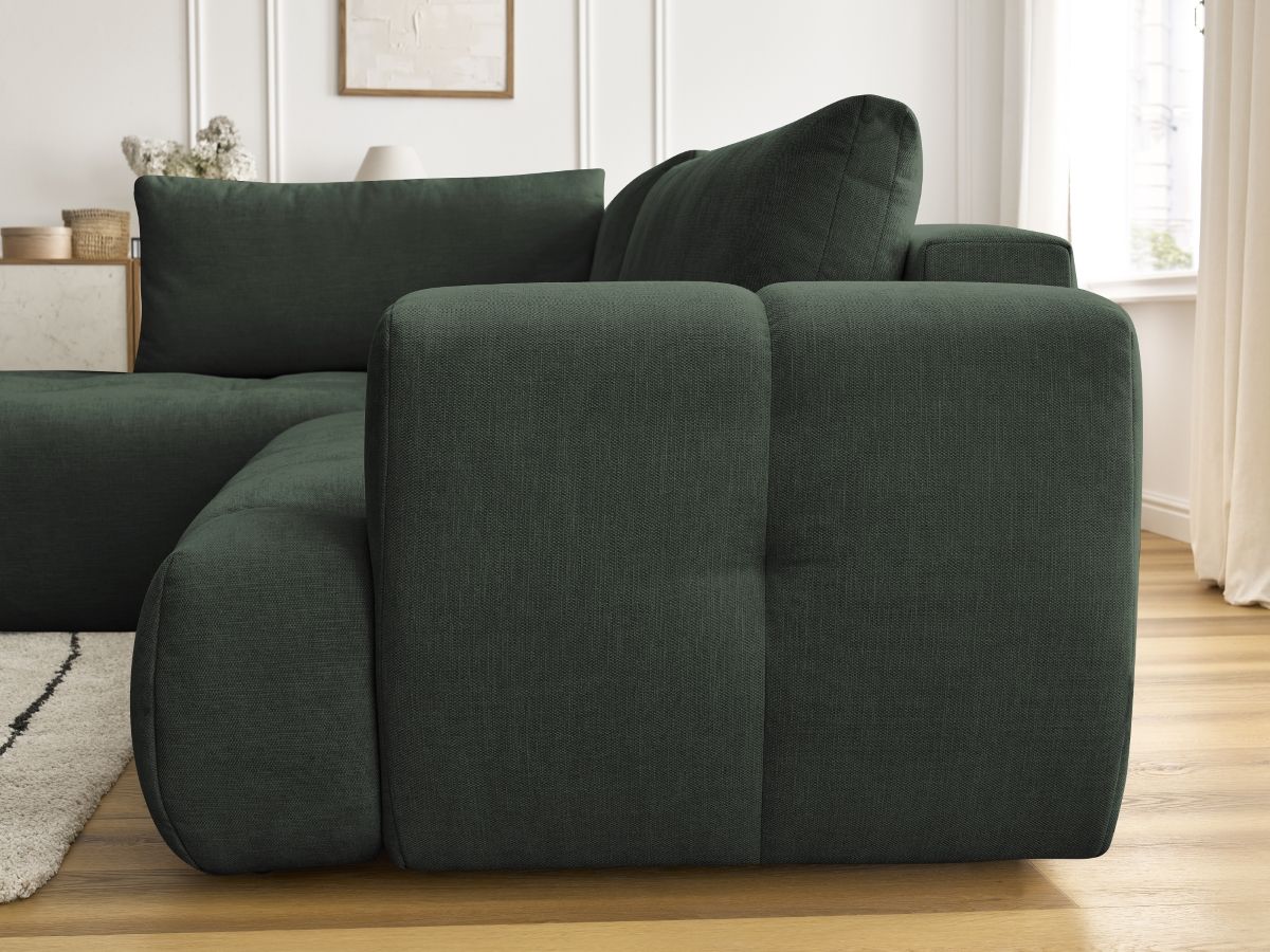 Canapé d'angle L convertible FUJI tissu lisse