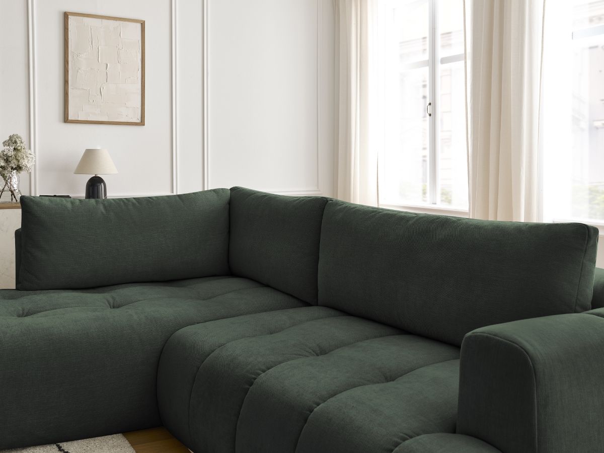 Canapé d'angle L convertible FUJI tissu lisse
