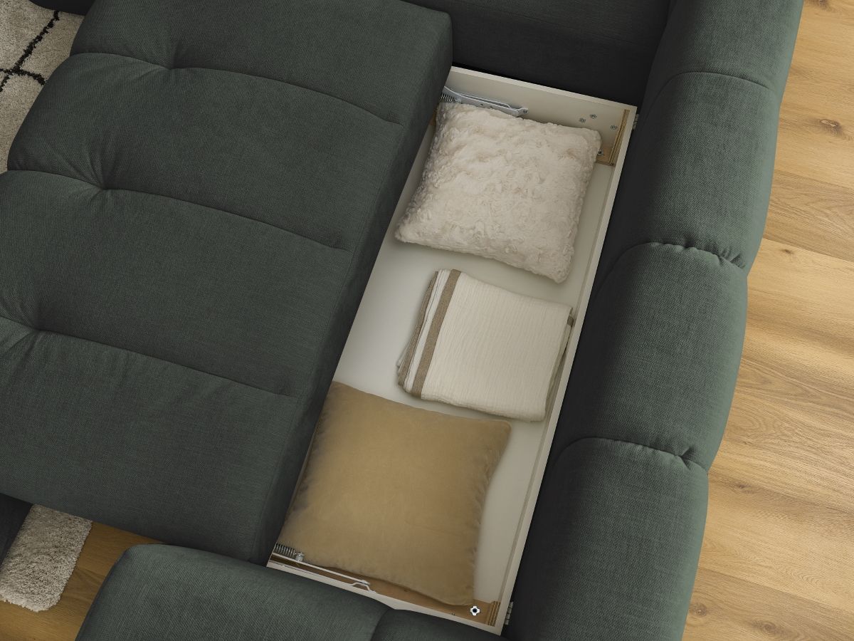 Canapé d'angle L convertible FUJI tissu lisse