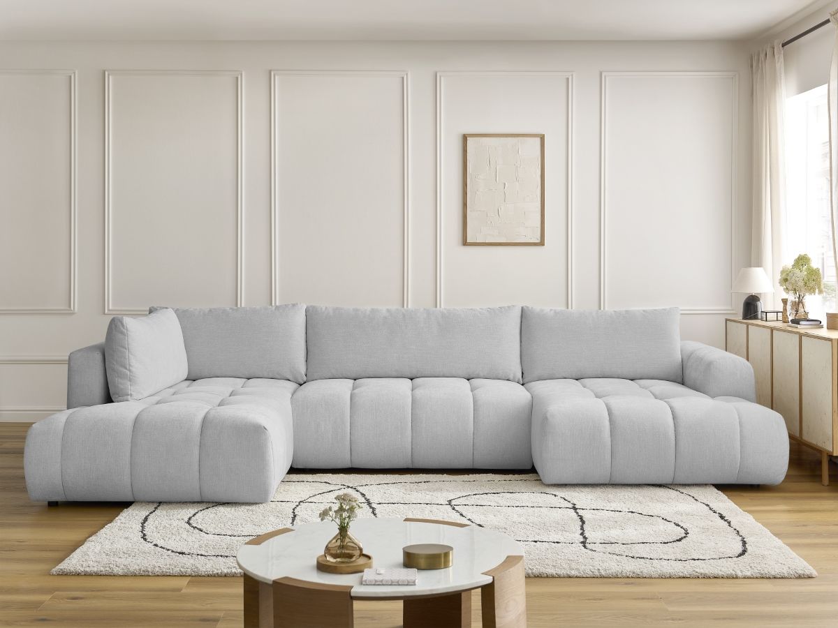 Canapé panoramique convertible FUJI lisse gris clair — vue 5