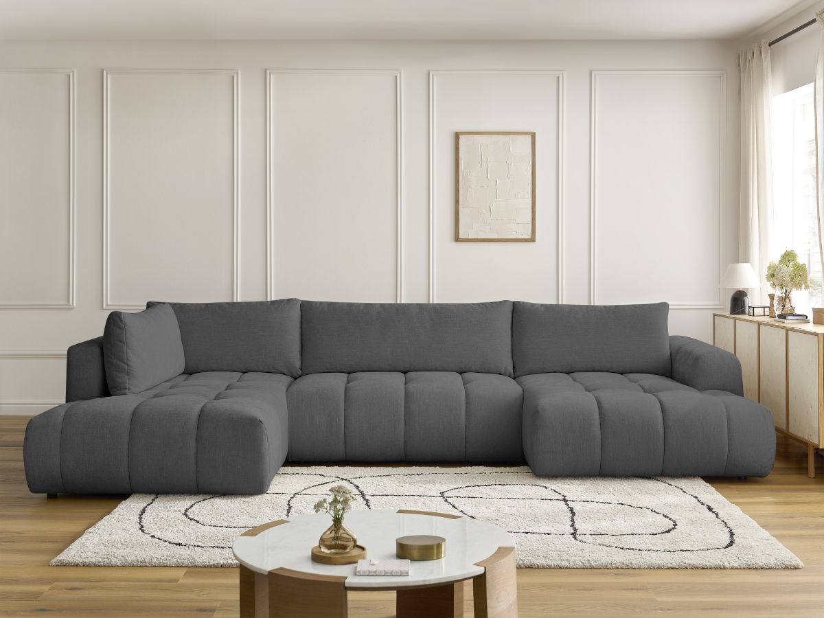 Canapé panoramique convertible FUJI lisse gris foncé — vue 5