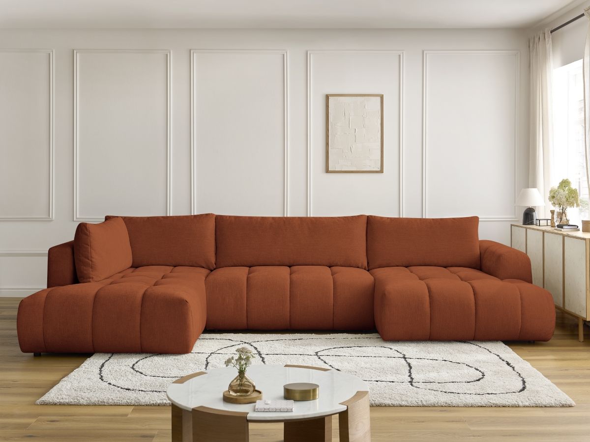 Canapé panoramique convertible FUJI lisse orange — vue 5
