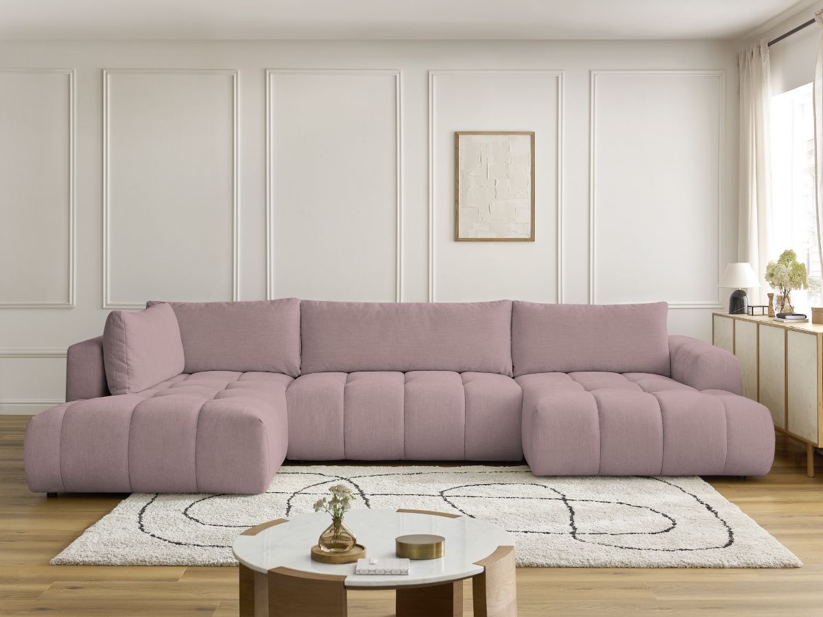 Canapé panoramique convertible FUJI lisse rose — vue 5
