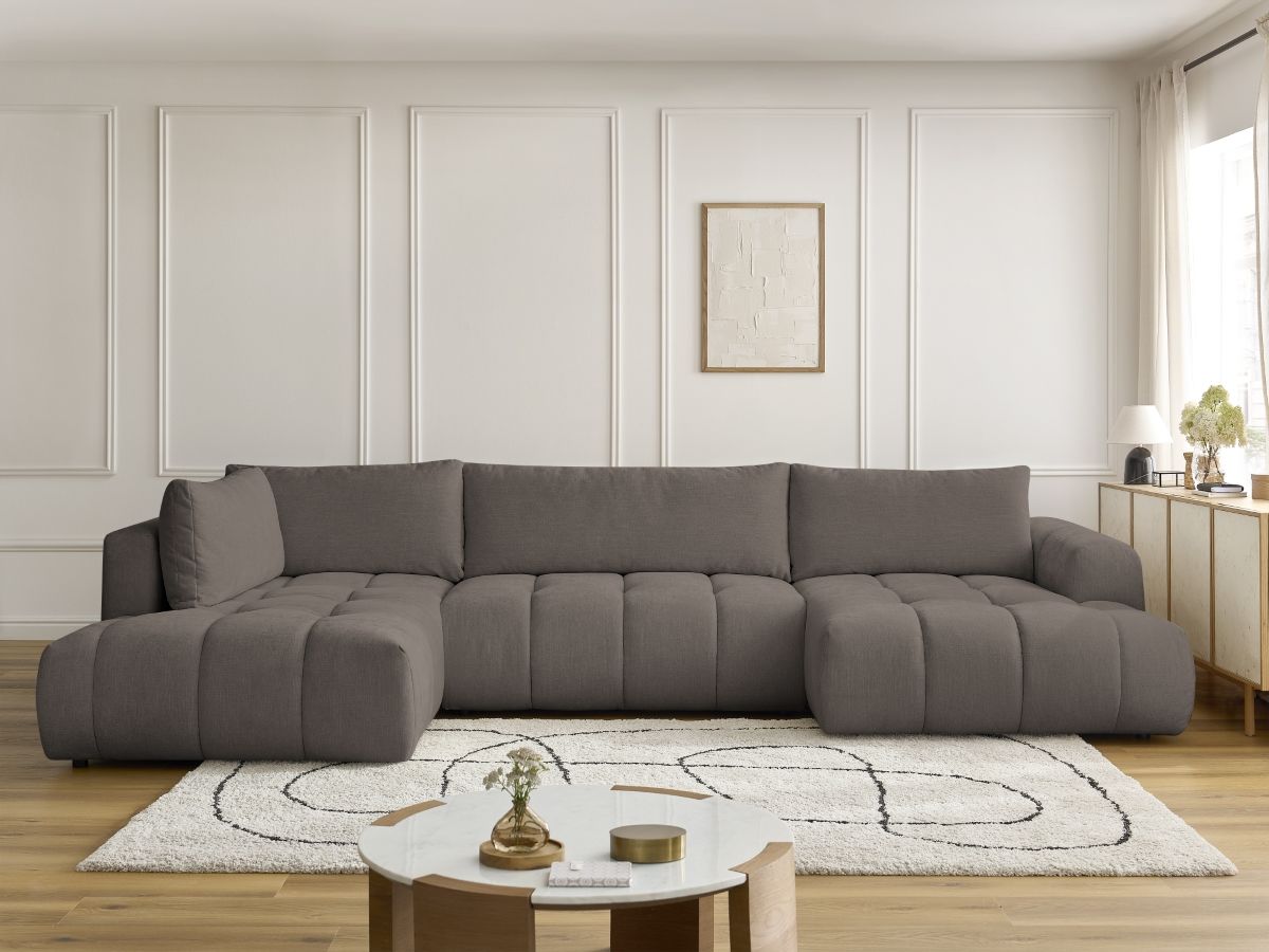 Canapé panoramique convertible FUJI lisse taupe — vue 5