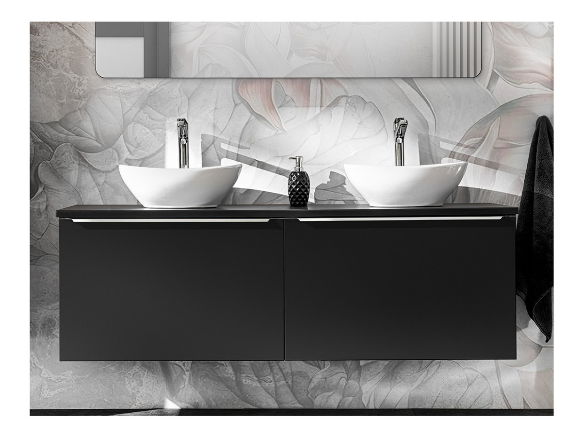 Meuble de salle de bain 160 cm LAYA noir | BOBOCHIC
