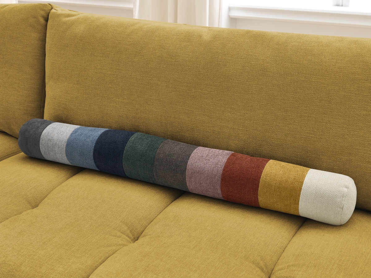 Canapé d'angle fixe EVEREST tissu chiné - Orange - Angle droit - 10 coussins