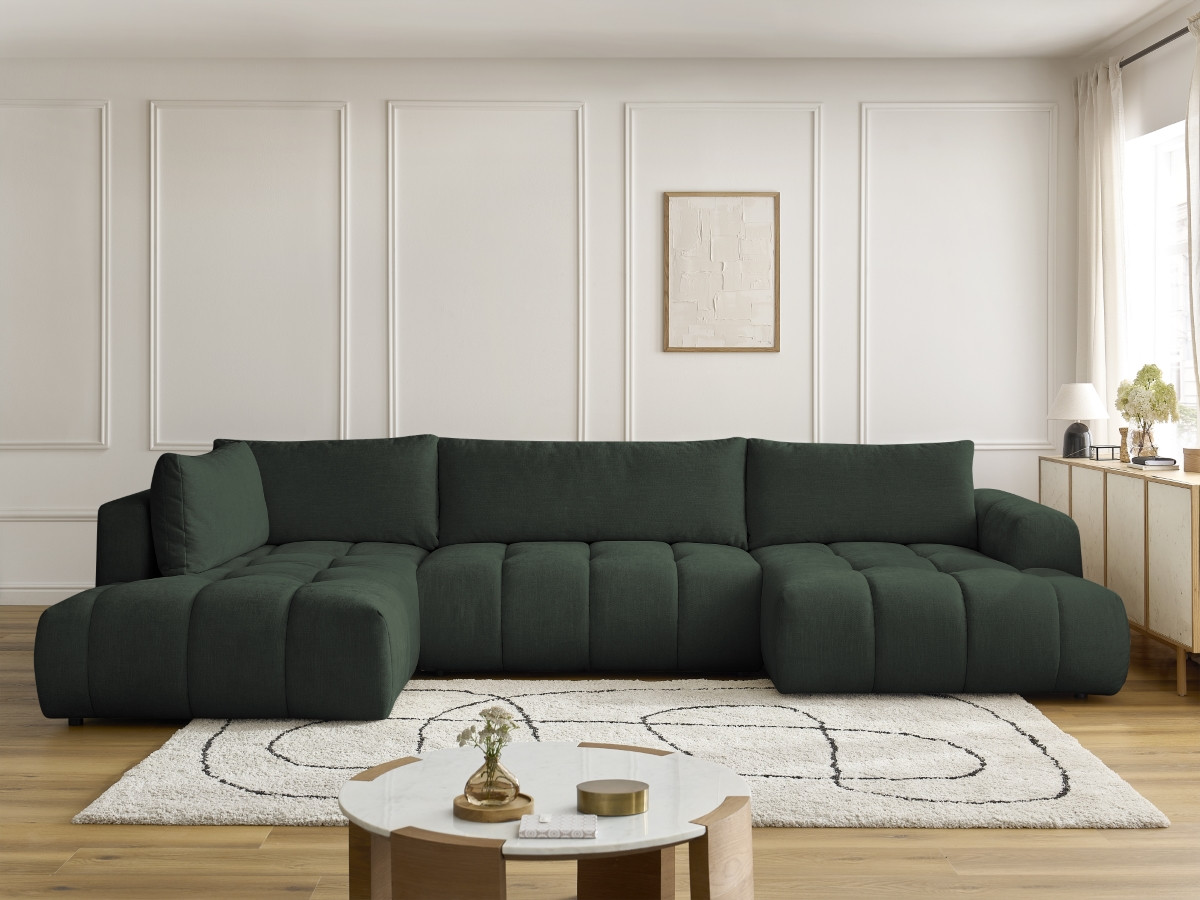 Canapé panoramique convertible FUJI lisse vert — vue 5