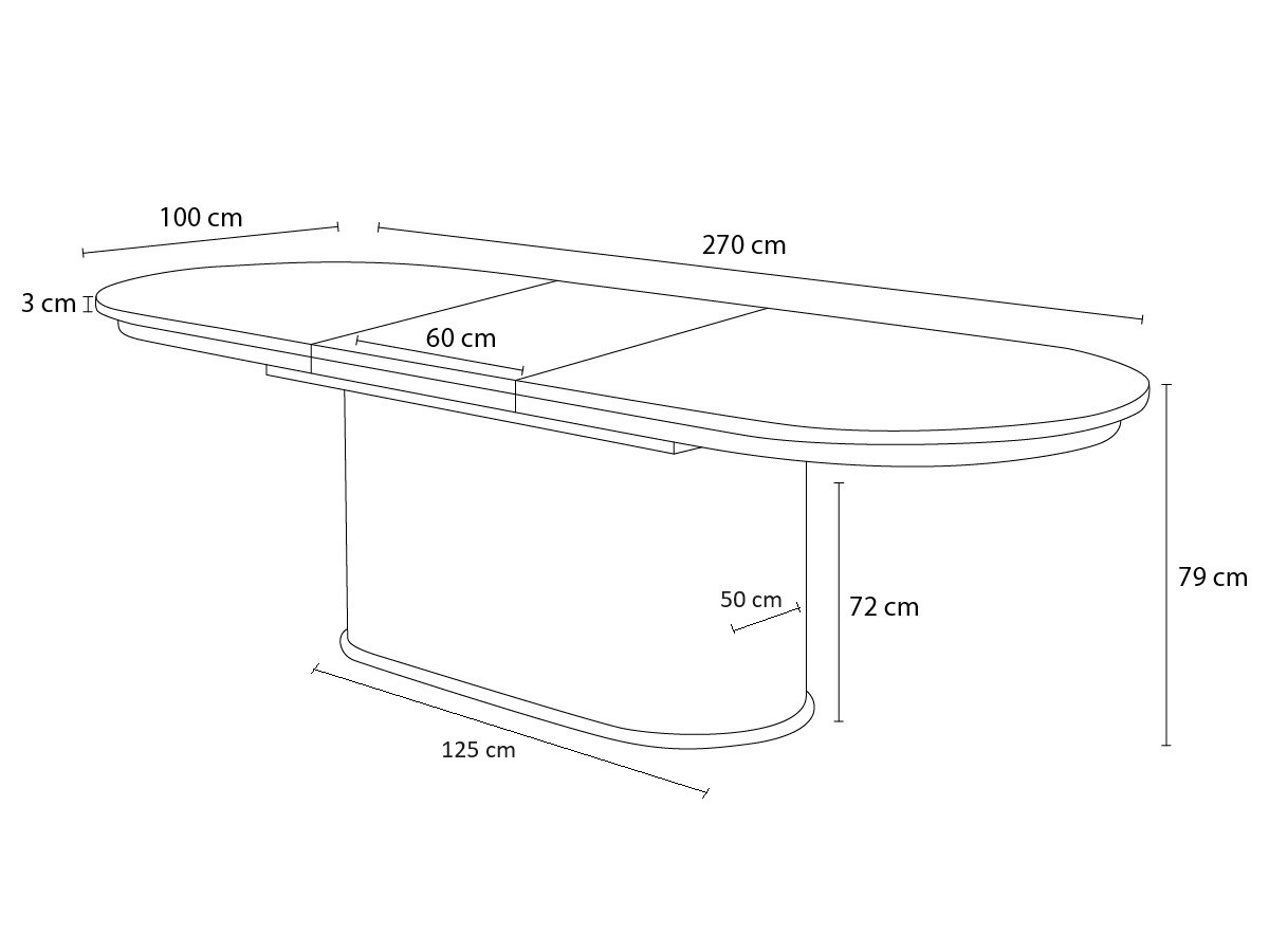 Uitschuifbare eettafel 210 tot 270 cm MALMOUSQUE massief eiken fineer